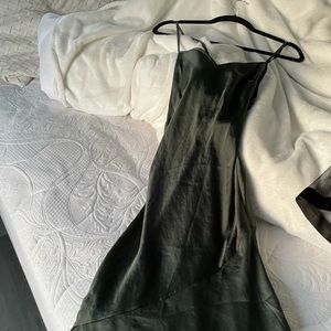 Green slip dress